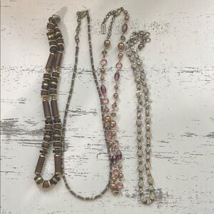 Purple/silver/brown necklace set of four